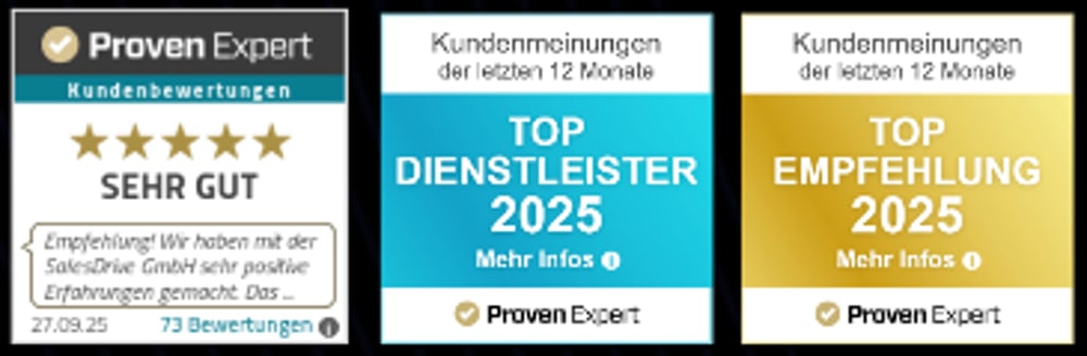 Proven Expert — Sehr Gut · Top Dienstleister 2025 · Top Empfehlung 2025